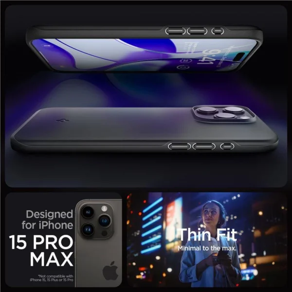Spigen Thin Fit iPhone 15 Pro Max Case - Blackeng