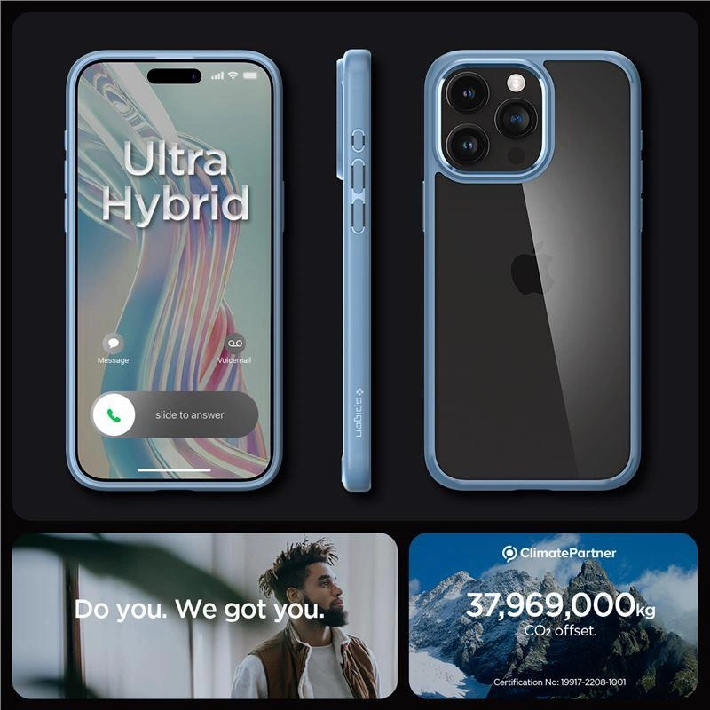 Spigen Crystal Hybrid Case for iPhone 15 Pro Max - Clear Blueeng