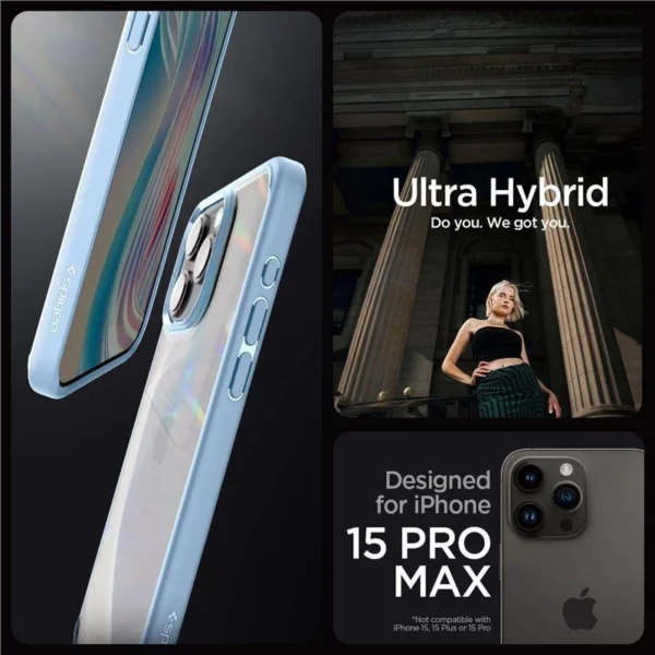 Spigen Crystal Hybrid Case for iPhone 15 Pro Max - Clear Blueeng