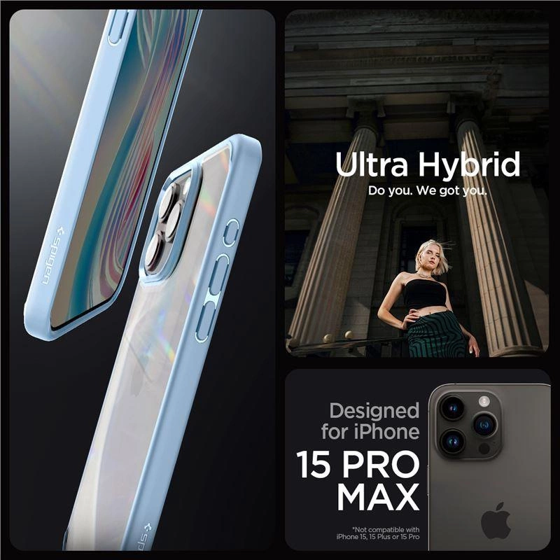 Spigen Crystal Hybrid Case for iPhone 15 Pro Max - Clear Blueeng