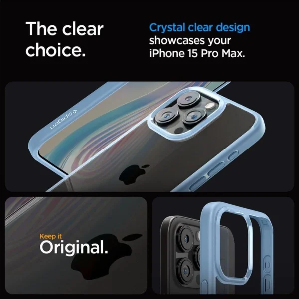 Spigen Crystal Hybrid Case for iPhone 15 Pro Max - Clear Blueeng