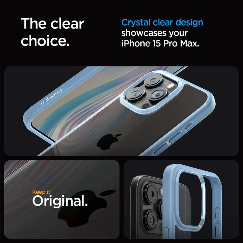 Spigen Crystal Hybrid Case for iPhone 15 Pro Max - Clear Blueeng