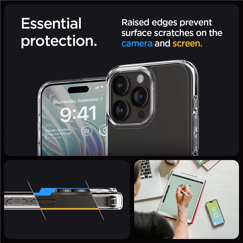 Spigen Crystal Hybrid Case for iPhone 15 Pro Max - Cleareng