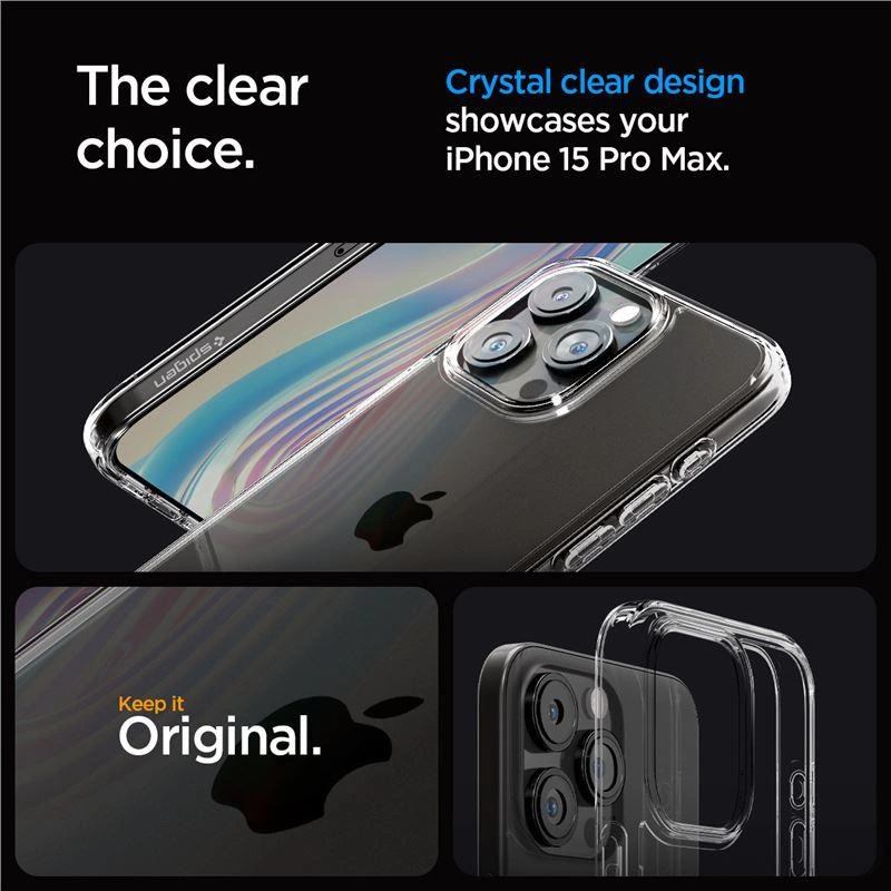 Spigen Crystal Hybrid Case for iPhone 15 Pro Max - Cleareng