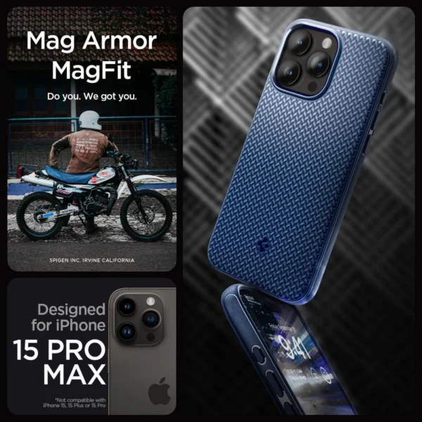 Spigen Mag Armor Case with MagSafe for iPhone 15 Pro Max - Blueeng