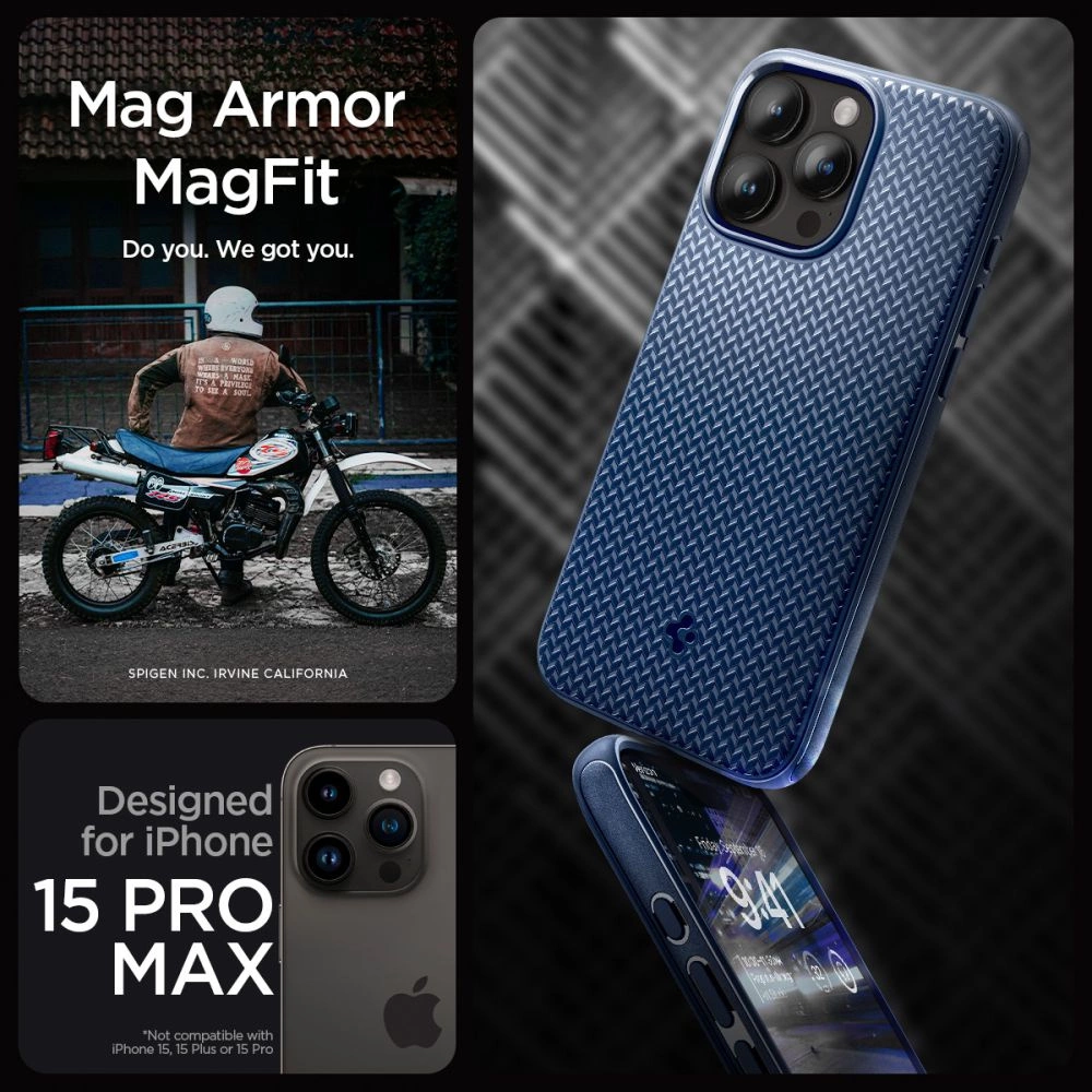 Spigen Mag Armor Case with MagSafe for iPhone 15 Pro Max - Blueeng