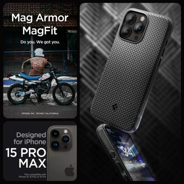 Spigen Mag Armor Case with MagSafe for iPhone 15 Pro Max - Matte Blackeng