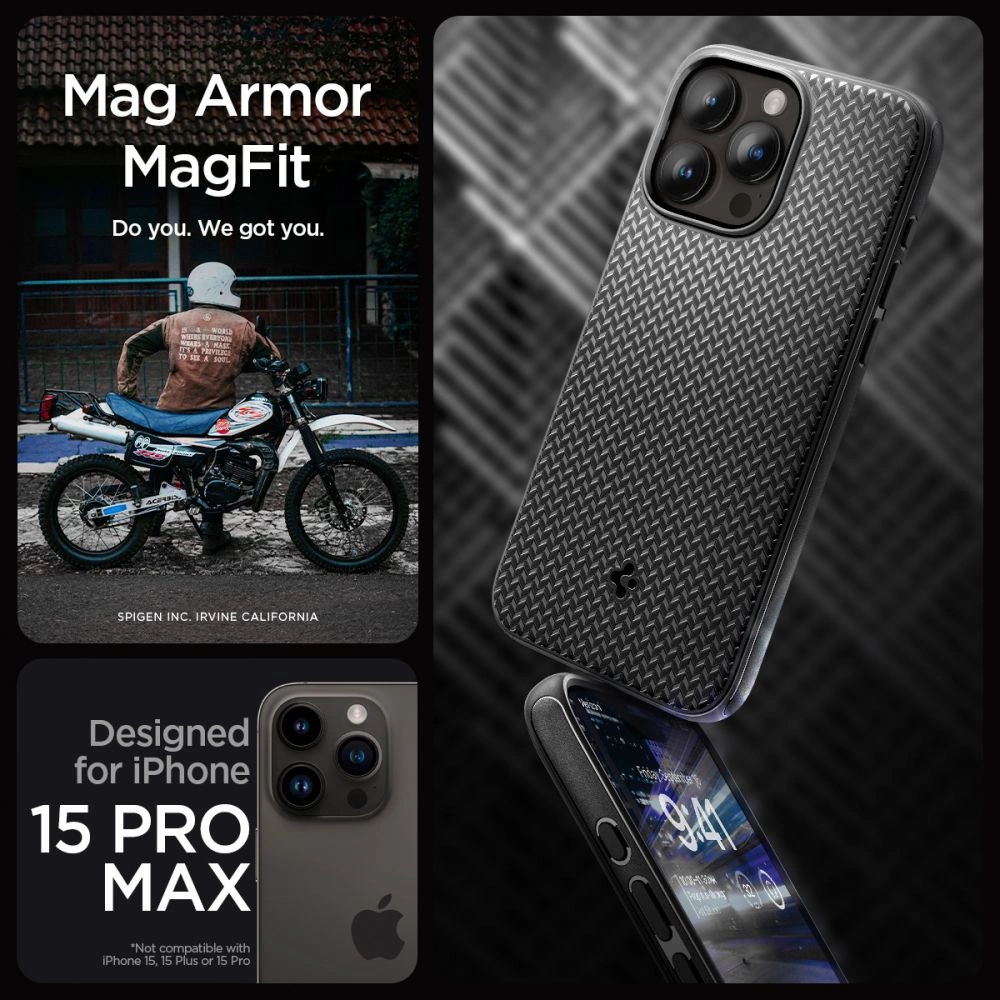 Spigen Mag Armor Case with MagSafe for iPhone 15 Pro Max - Matte Blackeng