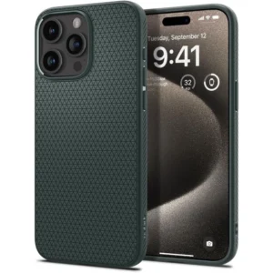 Spigen Liquid Air iPhone 15 Pro Max Case - Dark Greeneng