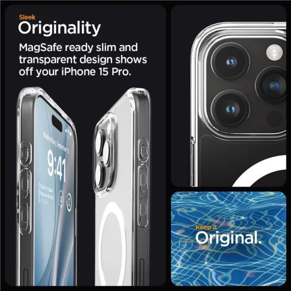 Spigen Crystal Hybrid MagSafe iPhone 15 Pro Case - Clear Whiteeng