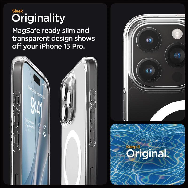 Spigen Crystal Hybrid MagSafe iPhone 15 Pro Case - Clear Whiteeng
