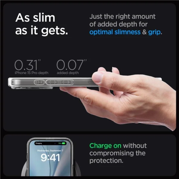 Spigen Crystal Hybrid MagSafe iPhone 15 Pro Case - Clear Whiteeng