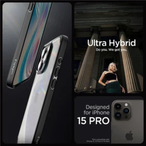 Spigen Crystal Hybrid iPhone 15 Pro Case - Blackeng
