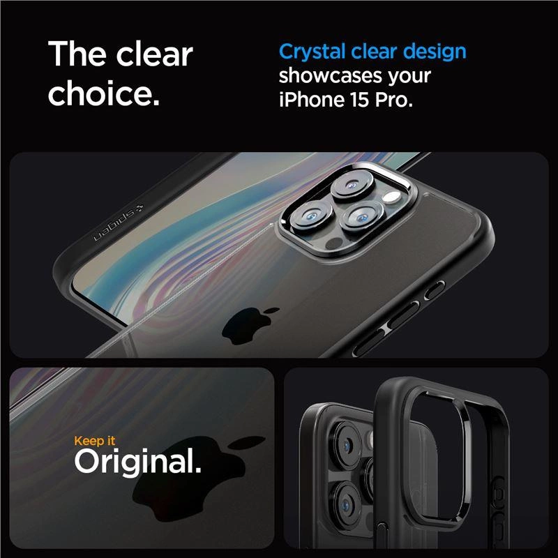 Spigen Crystal Hybrid iPhone 15 Pro Case - Blackeng