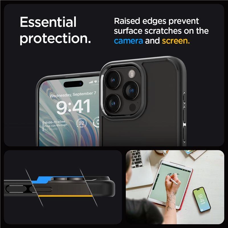 Spigen Crystal Hybrid iPhone 15 Pro Case - Blackeng