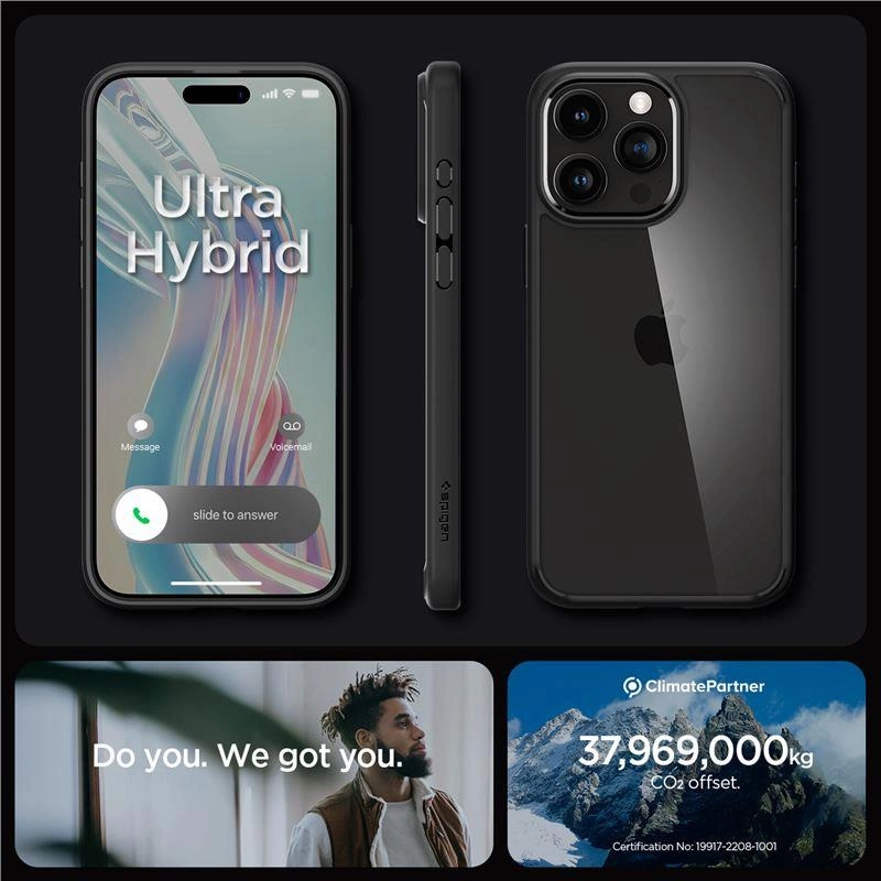 Spigen Crystal Hybrid iPhone 15 Pro Case - Blackeng