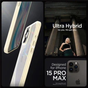 Spigen Crystal Hybrid Case for iPhone 15 Pro Max - Clear Beigeeng