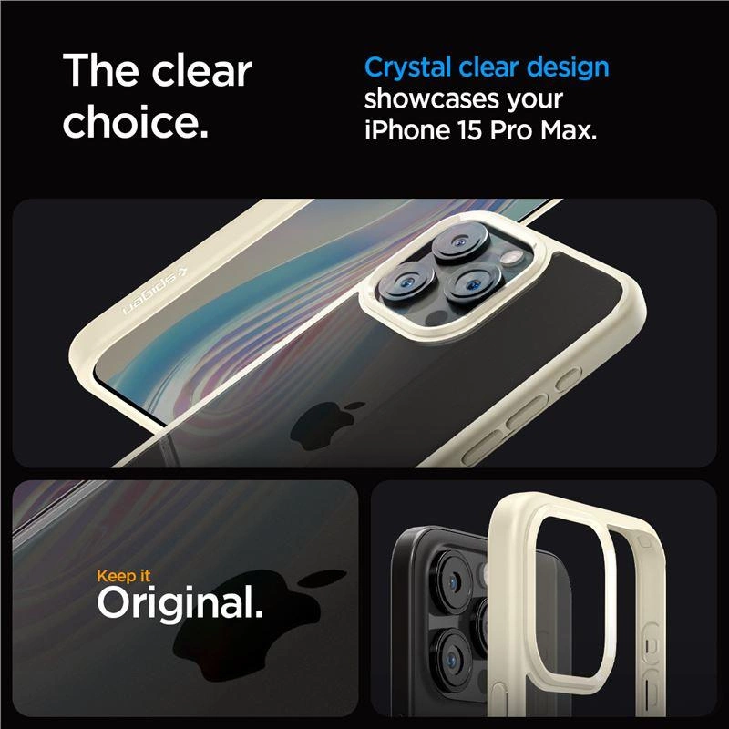 Spigen Crystal Hybrid Case for iPhone 15 Pro Max - Clear Beigeeng