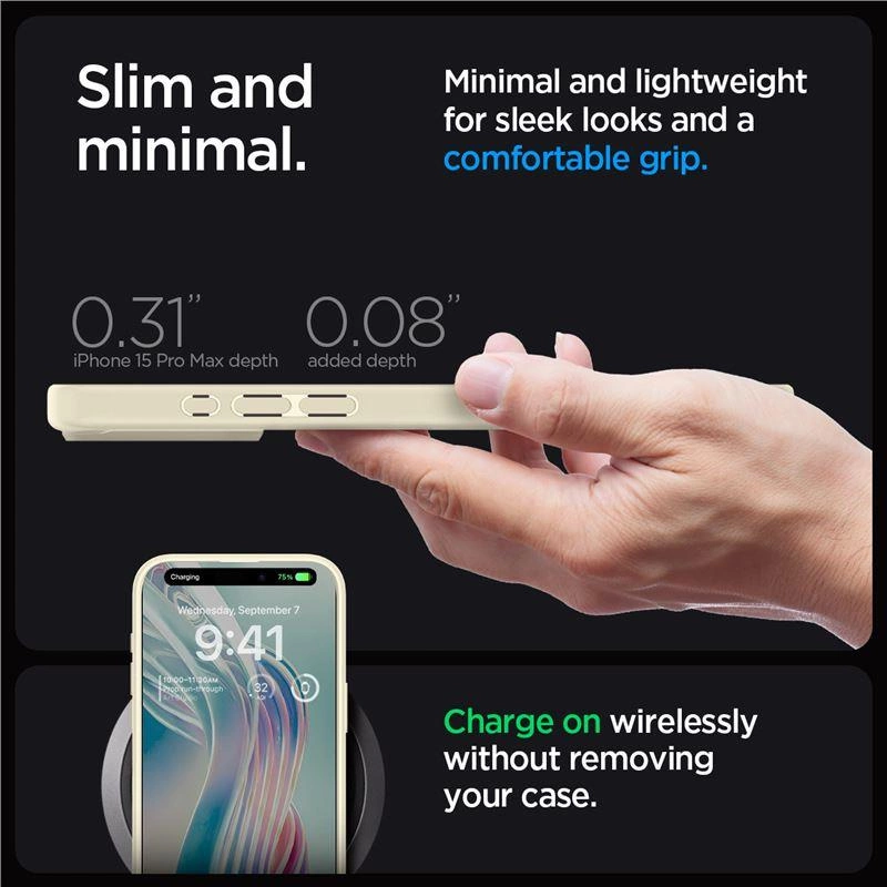 Spigen Crystal Hybrid Case for iPhone 15 Pro Max - Clear Beigeeng