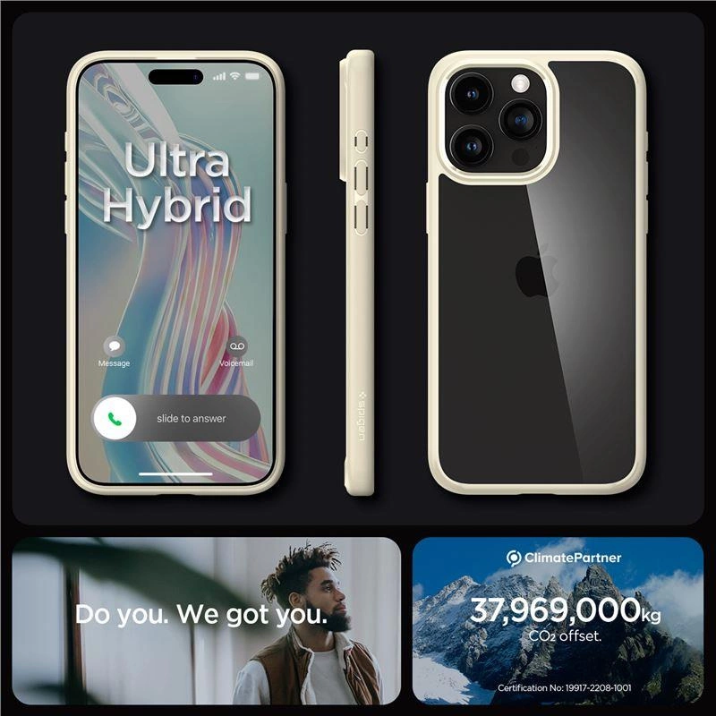 Spigen Crystal Hybrid Case for iPhone 15 Pro Max - Clear Beigeeng
