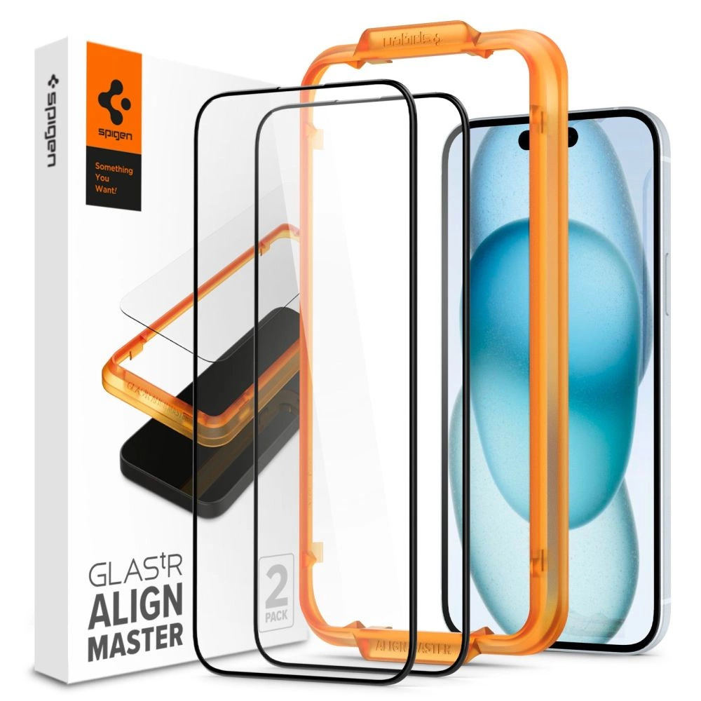 Spigen ALM Glass FC tempered glass for iPhone 15 - black 2 pcs.eng
