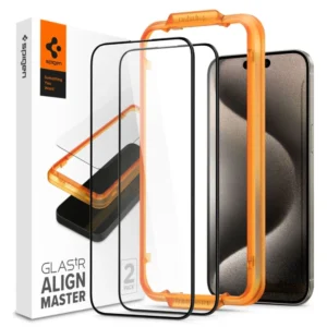 Spigen ALM Glass FC Tempered Glass for iPhone 15 Pro Max - Black 2 pcs.eng