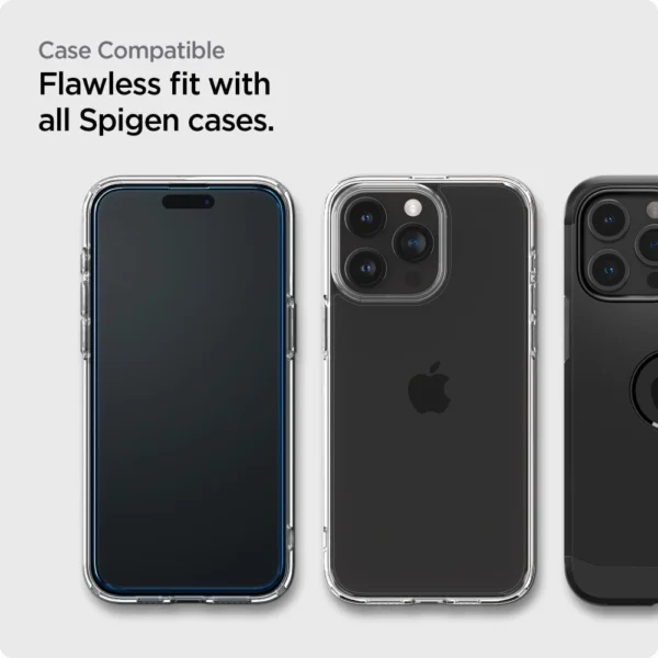Spigen ALM Glass FC Tempered Glass for iPhone 15 Pro Max - Black 2 pcs.eng
