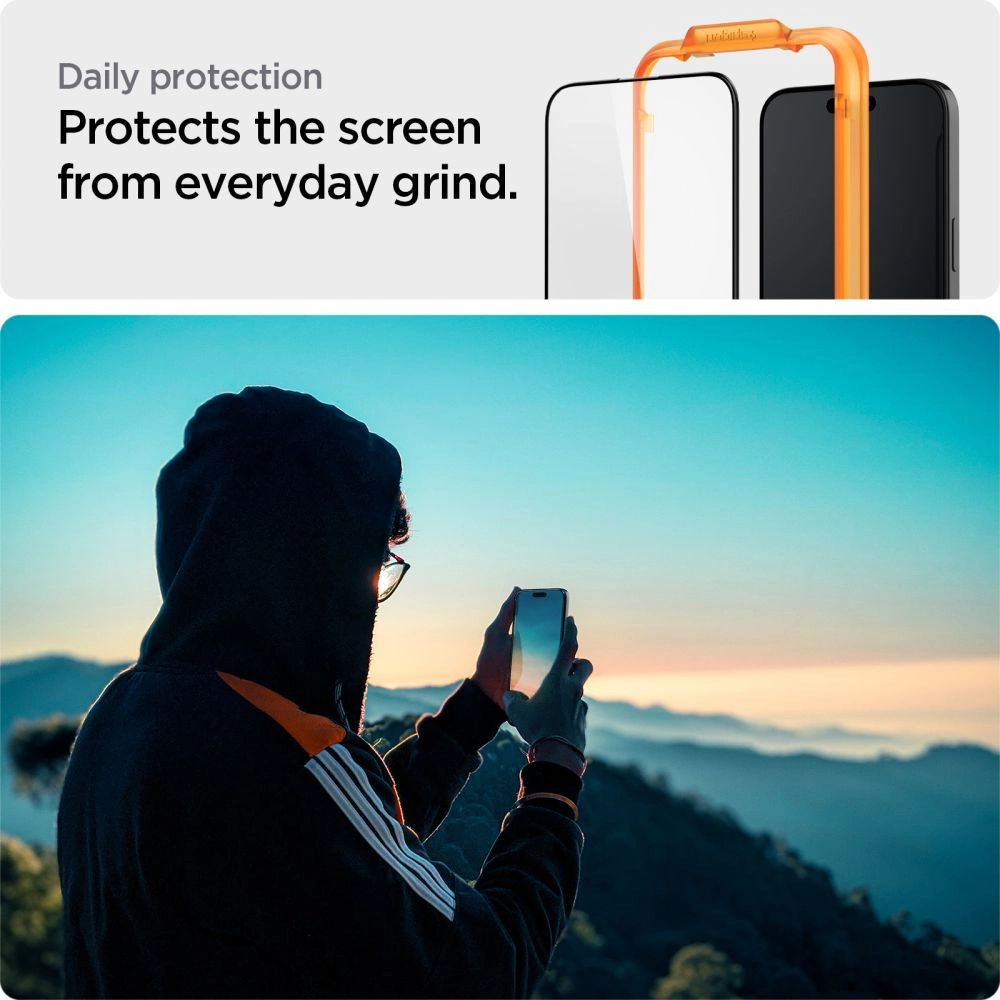 Spigen ALM Glass FC Tempered Glass for iPhone 15 Pro Max - Black 2 pcs.eng