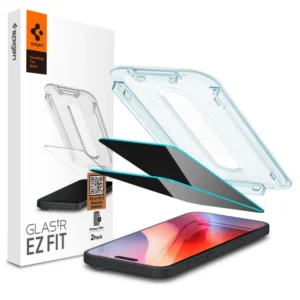 Spigen Glas.tR EzFit Privacy Tempered Glass for iPhone 15/16 with Adapter (2 pcs.)eng