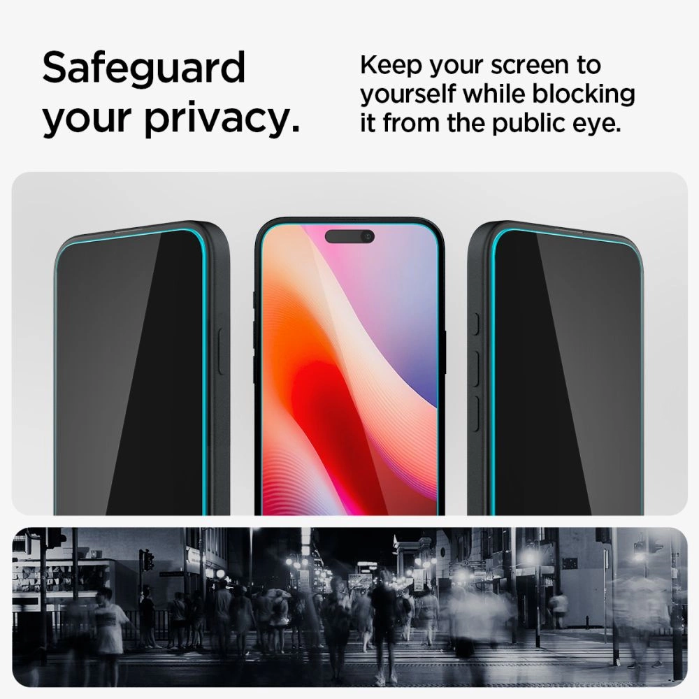 Spigen Glas.tR EzFit Privacy Tempered Glass for iPhone 15/16 with Adapter (2 pcs.)eng