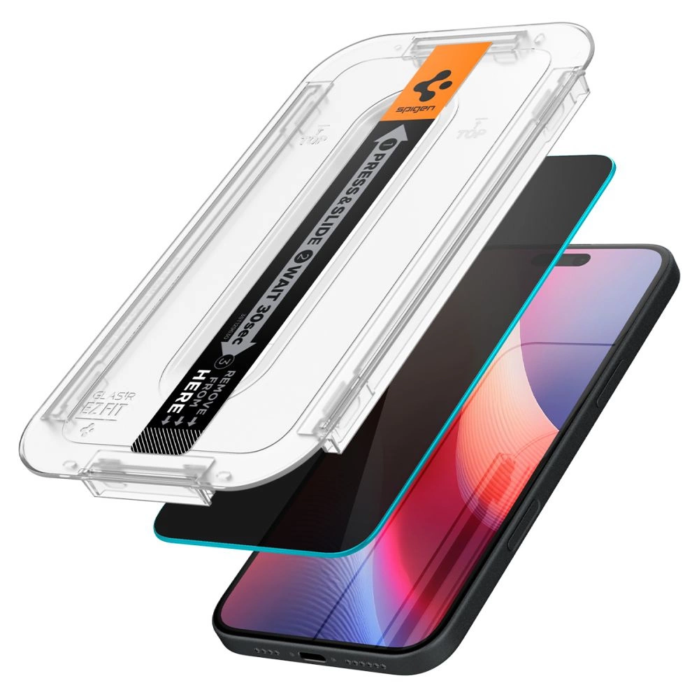 Spigen Glas.tR EzFit Privacy Tempered Glass for iPhone 15/16 with Adapter (2 pcs.)eng