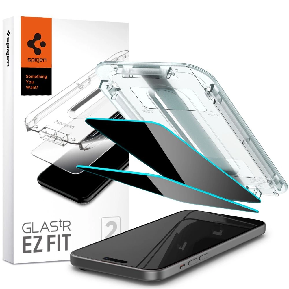 TEMPERED GLASS Spigen GLAS.TR ”EZ FIT” 2-PACK IPHONE 15 PLUS / 16 PLUS PRIVACYeng