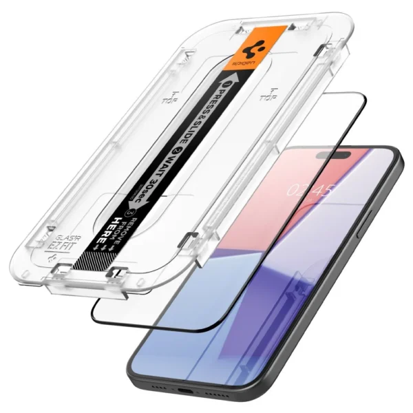 Spigen Glas.tR EZ Fit FC Tempered Glass for iPhone 15 Plus - Black 2 pcs.eng