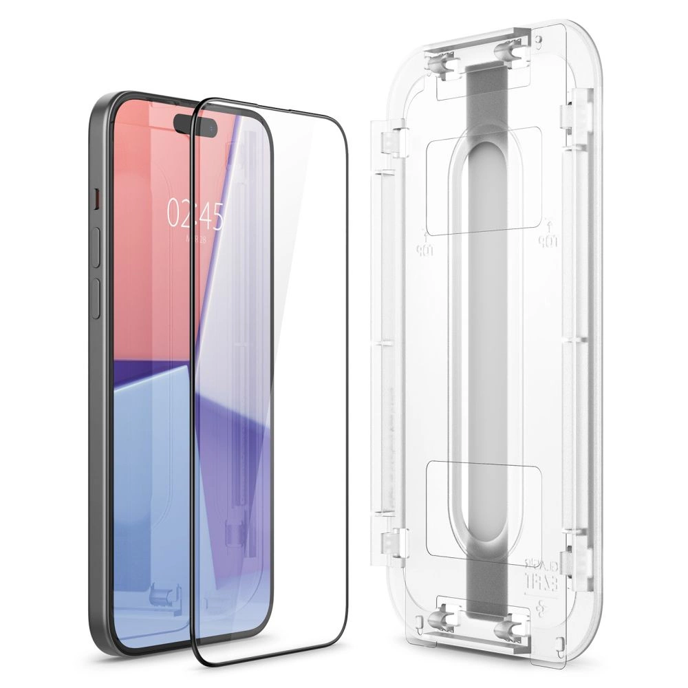 Spigen Glas.tR EZ Fit FC Tempered Glass for iPhone 15 Plus - Black 2 pcs.eng