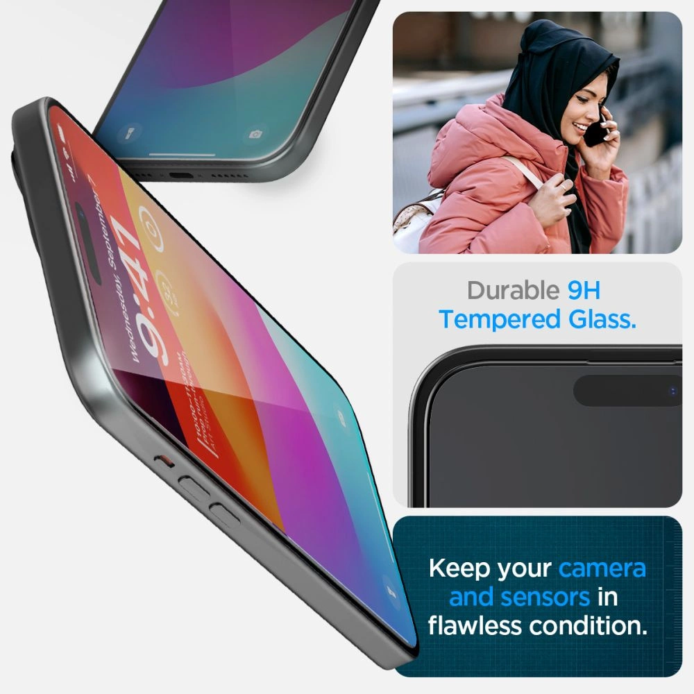 Spigen Glas.tR EZ Fit FC Tempered Glass for iPhone 15 Plus - Black 2 pcs.eng