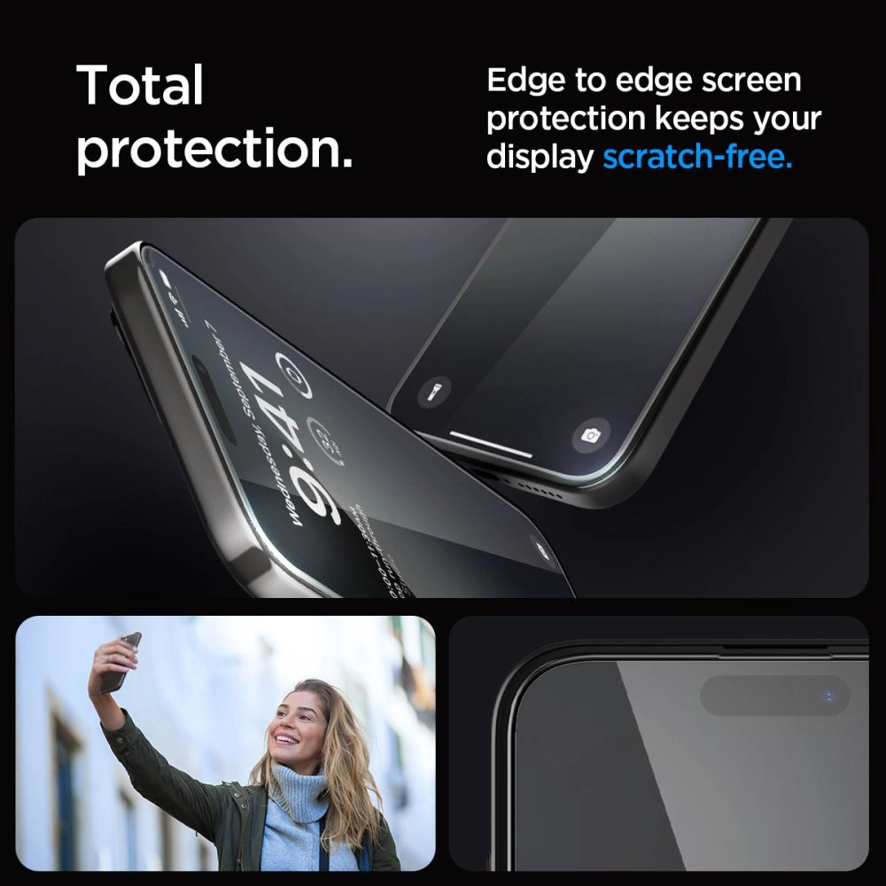 Spigen Glas.tR EZ Fit FC Tempered Glass for iPhone 15 Pro - Black 2 pcs.eng