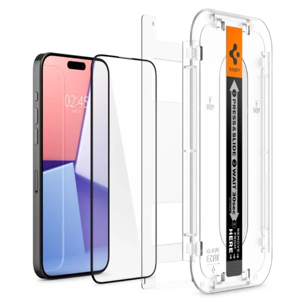 Spigen Glas.tR EZ Fit FC Tempered Glass for iPhone 15 Pro - Black 2 pcs.eng