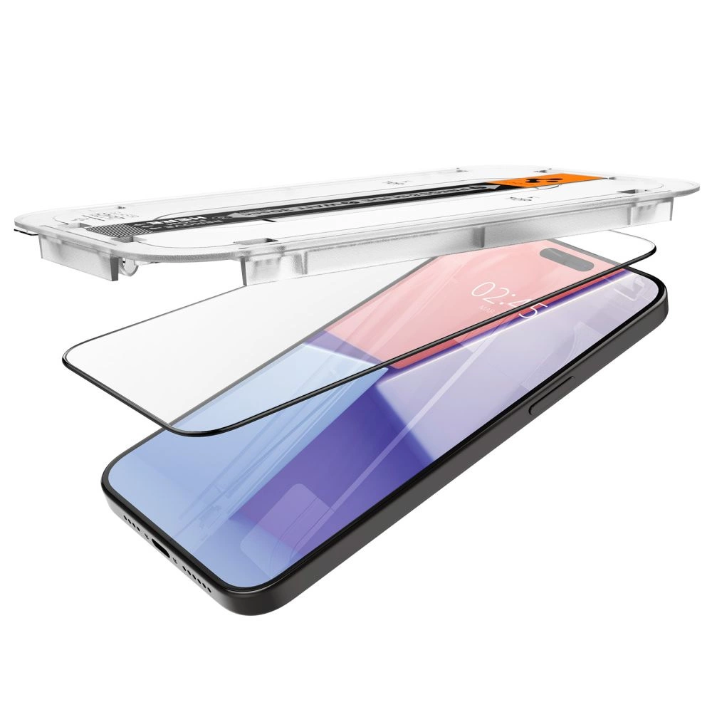 Spigen Glas.tR EZ Fit FC Tempered Glass for iPhone 15 Pro - Black 2 pcs.eng