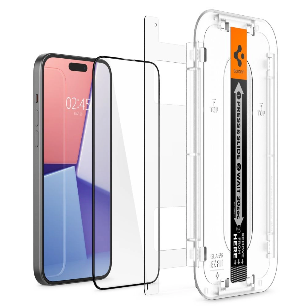 Spigen Glas.tR EZ Fit FC Tempered Glass for iPhone 15 - Blackeng
