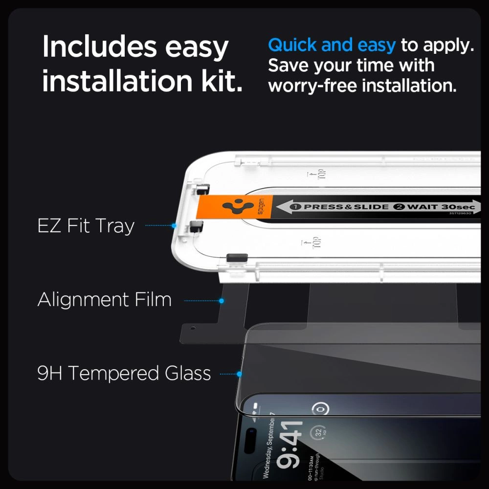 Spigen Glas.tR EZ Fit FC Tempered Glass for iPhone 15 Pro - Blackeng