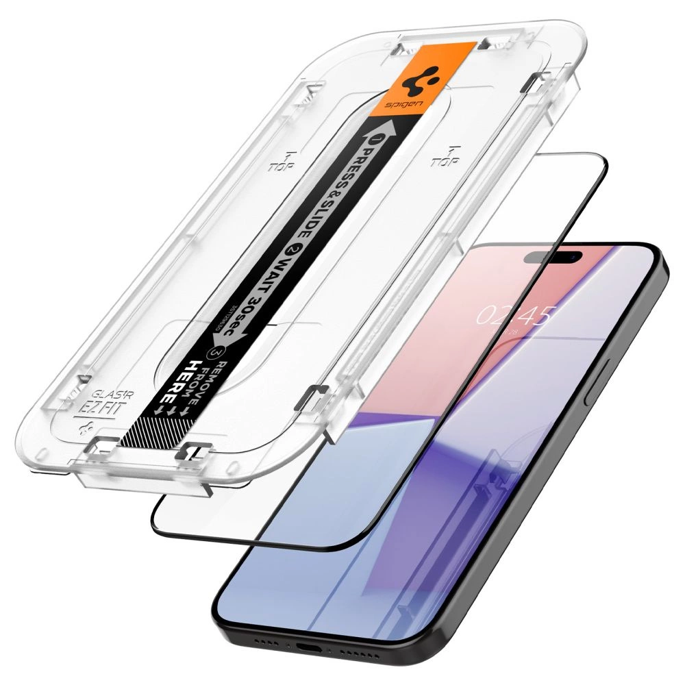 Spigen Glas.tR EZ Fit FC Tempered Glass for iPhone 15 Pro - Blackeng