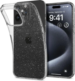 Spigen Liquid Crystal iPhone 15 Pro Case - Clear Glittereng