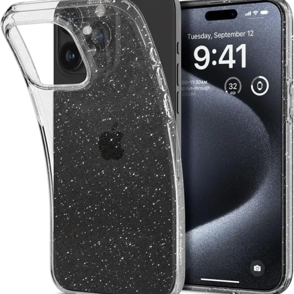 Spigen Liquid Crystal iPhone 15 Pro Case - Clear Glittereng