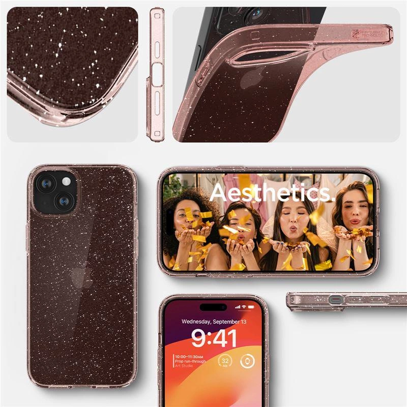 Spigen Liquid Crystal Glitter iPhone 15 Case - Pink/Transparenteng