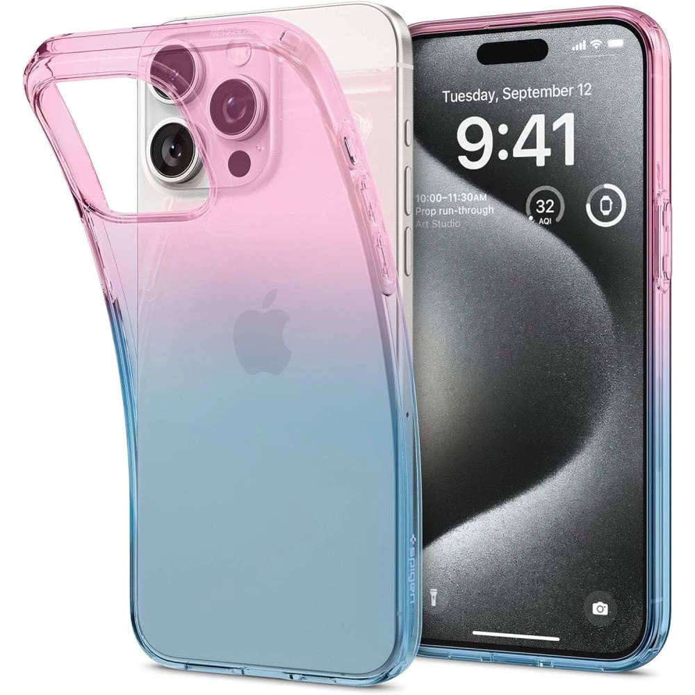 Spigen Liquid Crystal iPhone 15 Pro Case - Pink/Blueeng