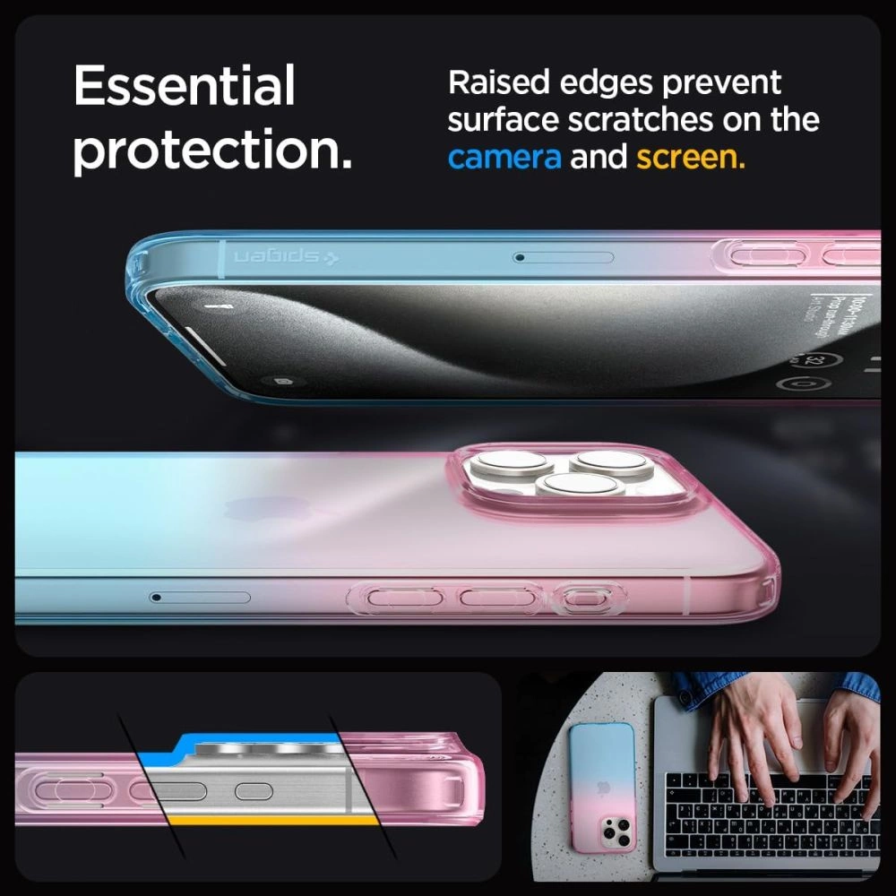 Spigen Liquid Crystal iPhone 15 Pro Case - Pink/Blueeng
