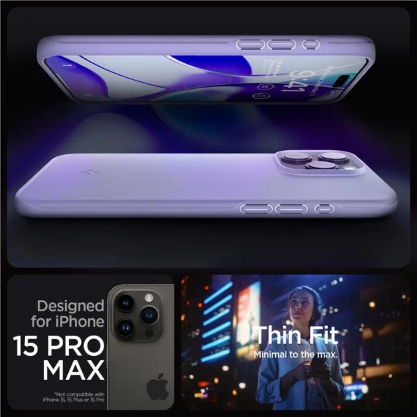 Spigen Thin Fit iPhone 15 Pro Max Case - Purpleeng