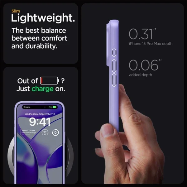 Spigen Thin Fit iPhone 15 Pro Max Case - Purpleeng