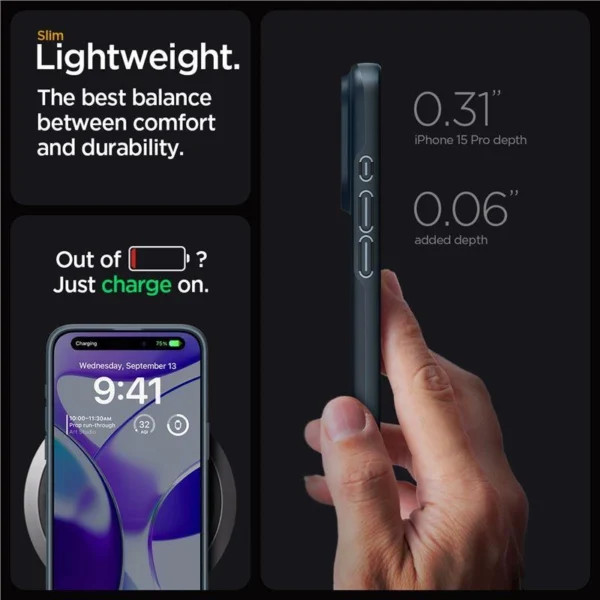Spigen Thin Fit iPhone 15 Pro Case - Navy Blueeng