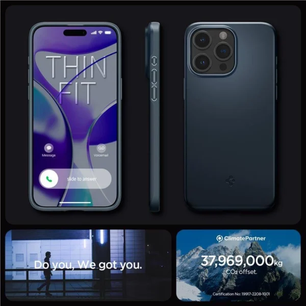Spigen Thin Fit iPhone 15 Pro Max Case - Black Metaleng